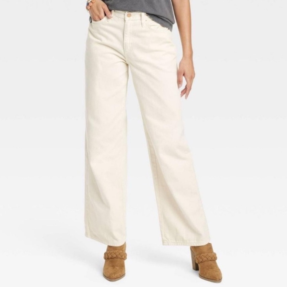 NWT Universal Thread Ecru Jeans Relaxed Wide Leg 12